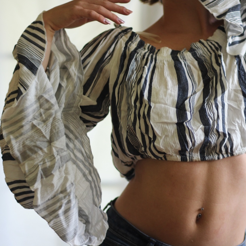 Striped tube top with long sleeves